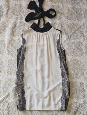 Dolce & Gabbana White Dress with Black Lace Trim
